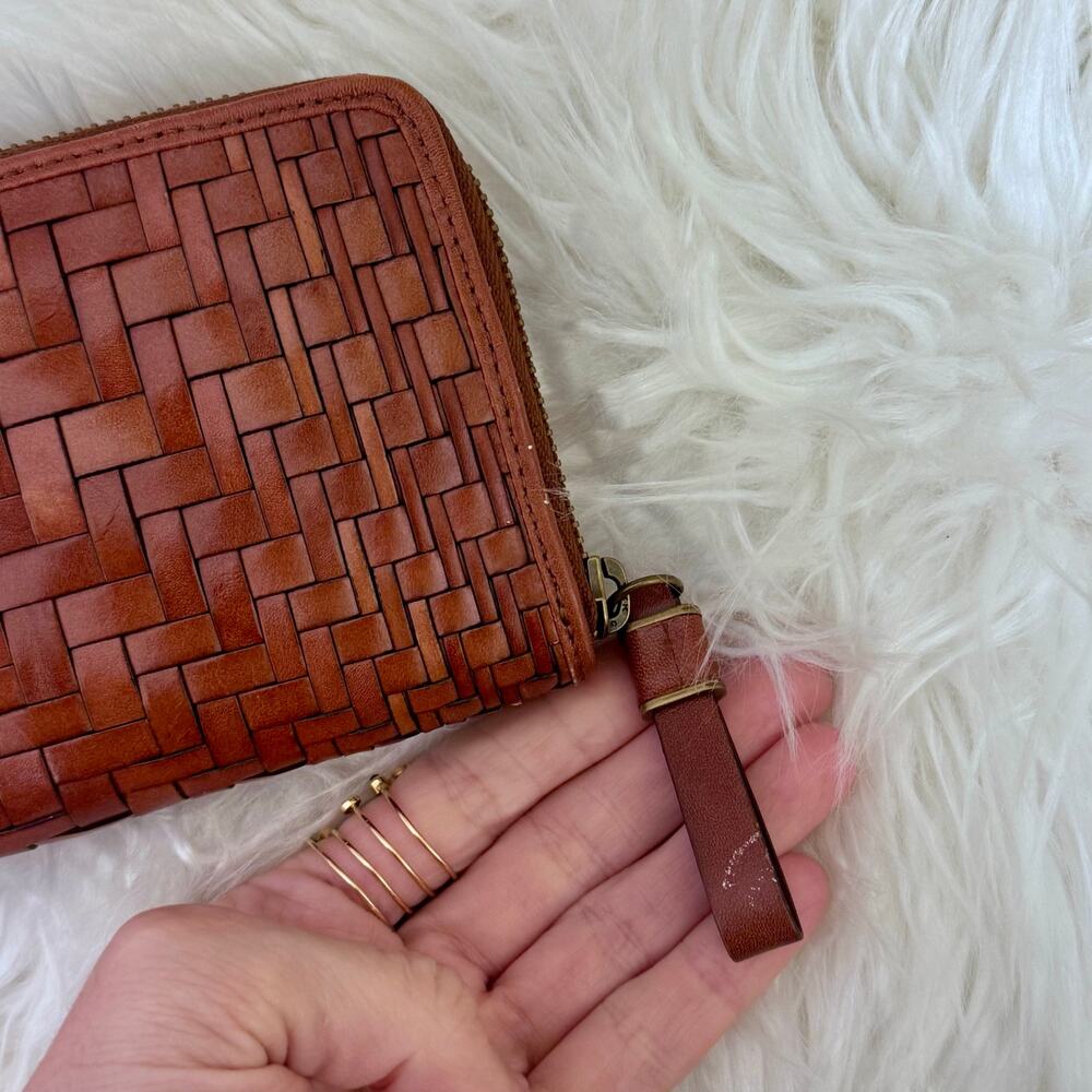 Cole Haan Genevieve Weave Wallet Organizer Card Holder Travel Woven Copper Brown - Picture 3 of 14